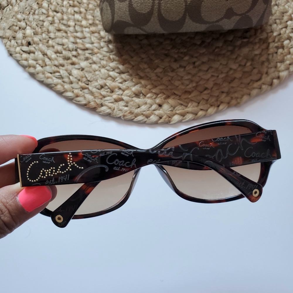 Coach Vintage Taryn Brown Tortoise Shell Sunglasses With Signature Hardcase - Picture 3 of 10